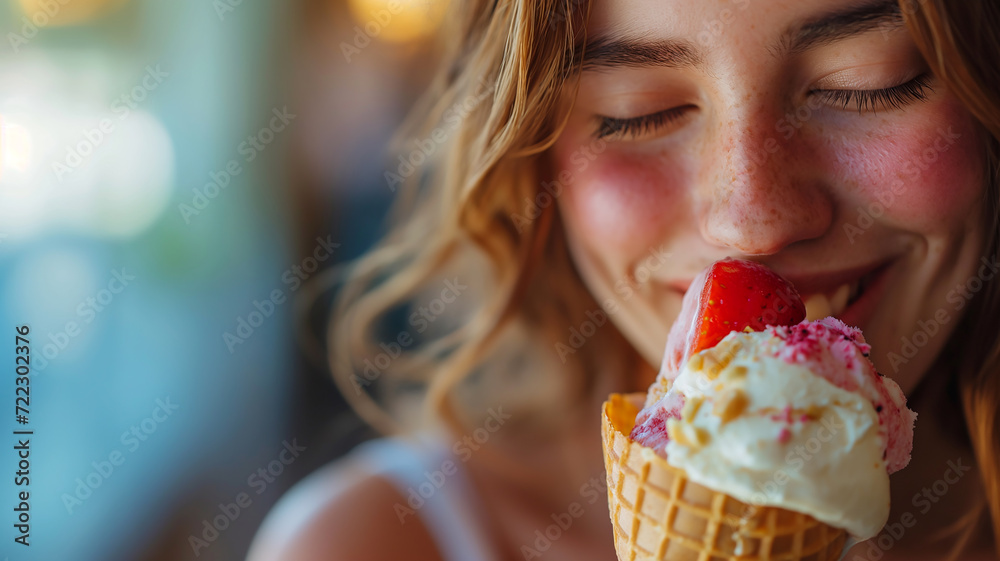 A delicious ice cream cone in a variety of colors and flavors A delicious ice cream cone in a variety of colors and flavors