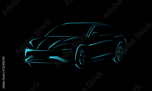 electric car on a black background. Vector illustration. Eps 10.