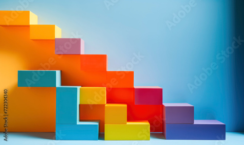 Stairs in a minimalist, architectural interior with modern geometric style. Abstract elements of modern colors background for banners or product presentations. Architectural block background, fashion