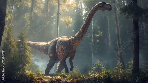 Brachiosaurus in deep green forest © olyphotostories
