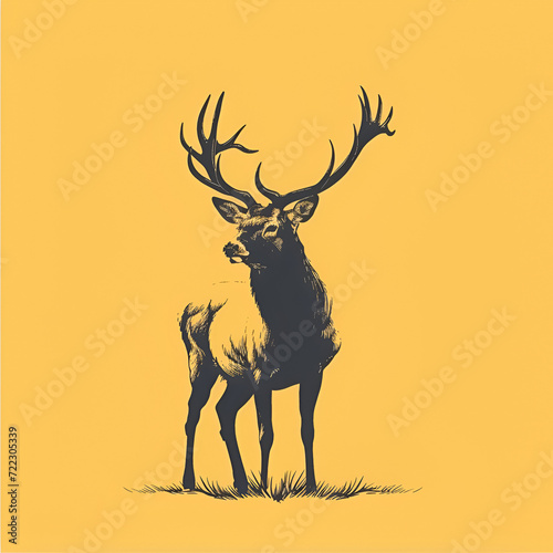 A logo illustration of a deer on a yellow background. Created with generative AI.