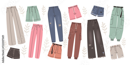 Collection of fashionable women pants set design