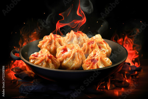 Hote steam momos in the plate
