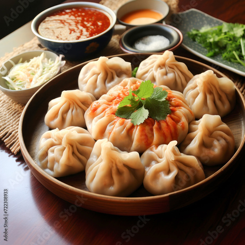 Hote steam momos in the plate