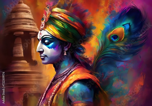Krishna playing Holi, a Hindu festival