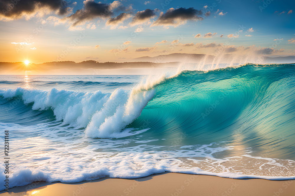 Beautiful sandy beach and soft blue ocean wave Beautiful sandy beach and soft blue ocean wave