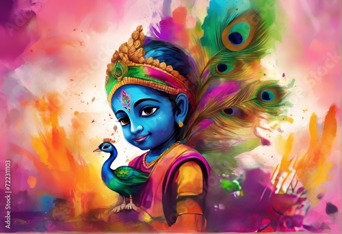 Krishna playing Holi, a Hindu festival