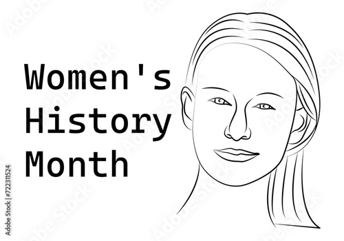 Cartel en blanco y negro del mes de la historia de la mujer.
