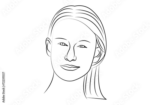Rostro de una mujer hecho con trazo negro.