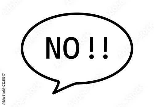 Icono negro de un bocadillo con la palabra no.