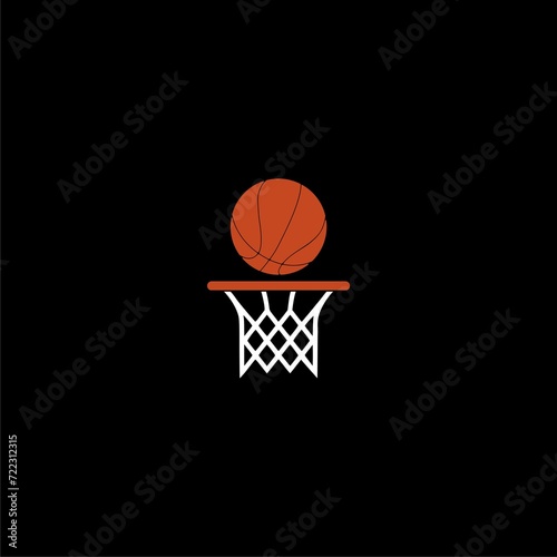 Basketball ball logo icon isolated on dark background © sljubisa