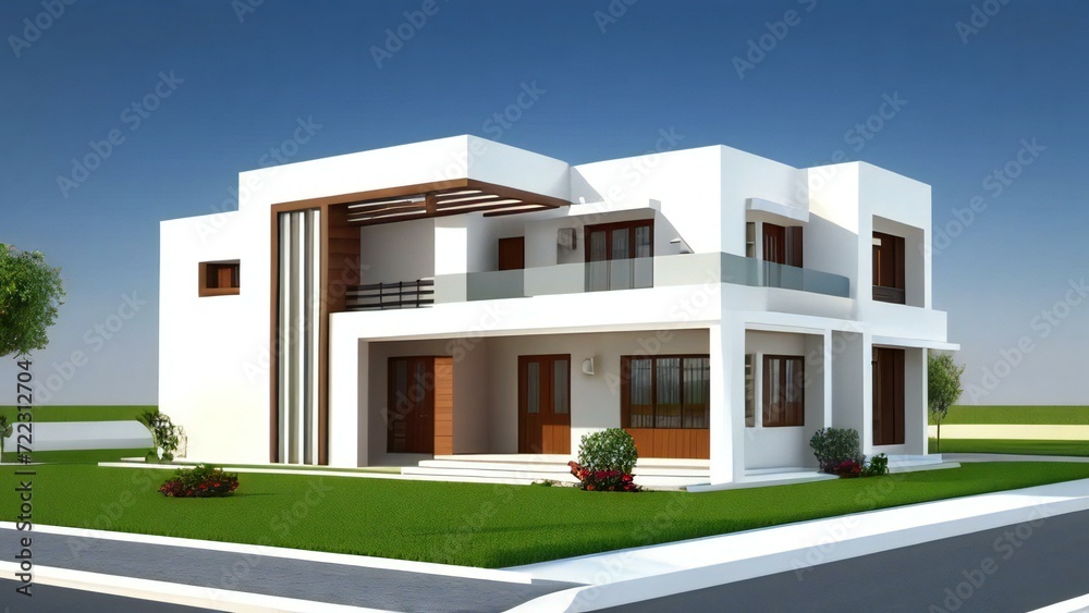 3d illustration of residential building exterior isolated on white background, Concept for real estate or property. 3d illustration of residential building exterior isolated on white background, Concept for real estate or property.