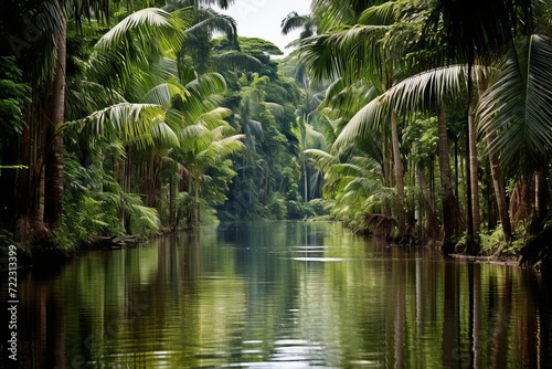 Stunning amazon rainforest river landscape nature wallpaper design for backgrounds and banners