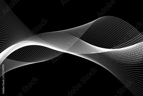 Black and white background, waves of lines, abstract wallpaper, vector design art