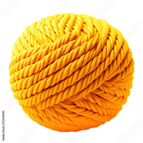ball of yellow string rope isolated on a transparent background