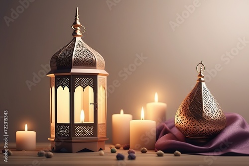 Eid Mubarak premium vector illustration with luxury design. Blue pink gradient eid mubarak background with star and moon. Islamic light design with white eid mubarak design