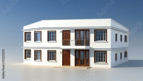 3d illustration of residential building exterior isolated on white background  Concept for real estate or property.