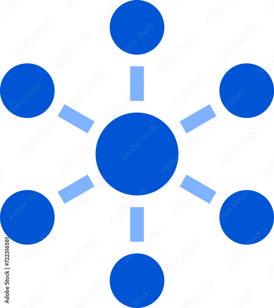 Simple Blue Molecule or Atom with Electrons Sign Icon or Network Team Symbol. Vector Image. Simple Blue Molecule or Atom with Electrons Sign Icon or Network Team Symbol. Vector Image.
