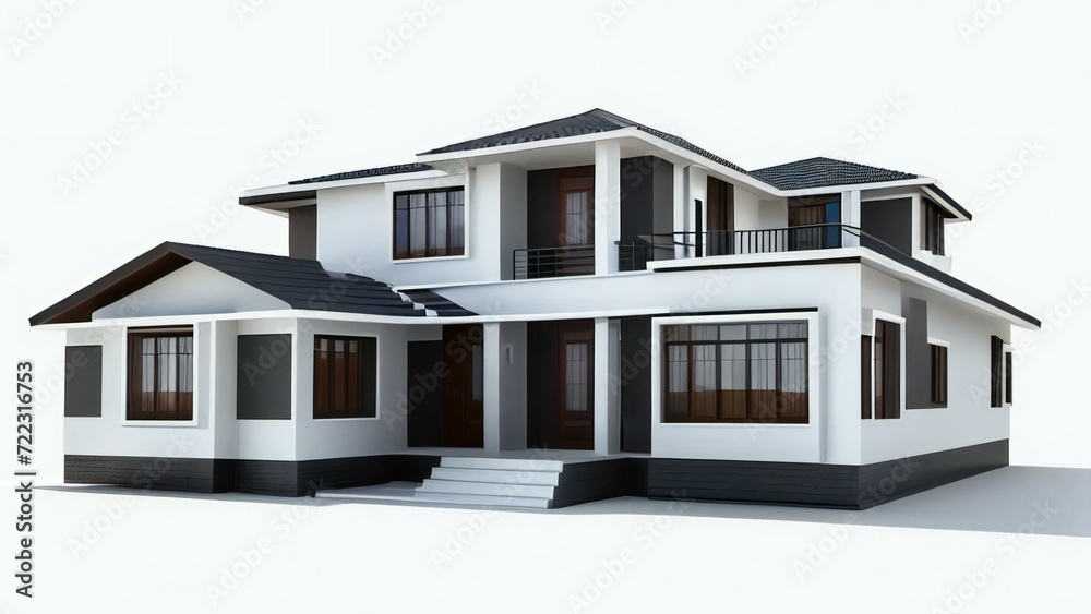 3d illustration of residential building exterior isolated on white background, Concept for real estate or property. 3d illustration of residential building exterior isolated on white background, Concept for real estate or property.