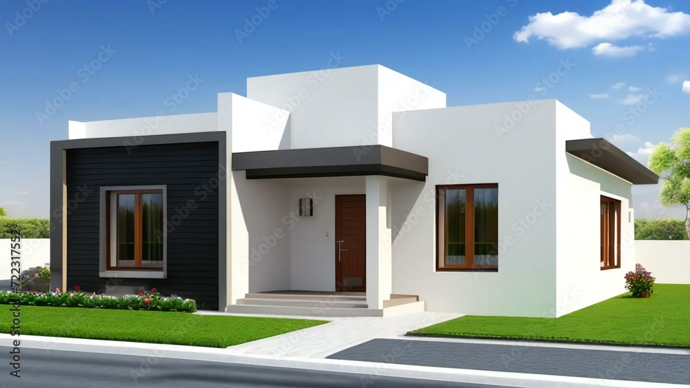 3d illustration of residential building exterior isolated on white background, Concept for real estate or property. 3d illustration of residential building exterior isolated on white background, Concept for real estate or property.