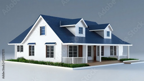 3d illustration of residential building exterior isolated on white background, Concept for real estate or property.