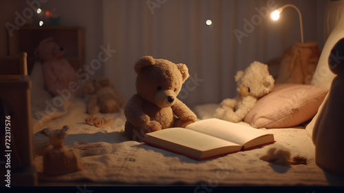 "Teddy Bear's Story Time in a Cozy Children's Room" AI-Generative