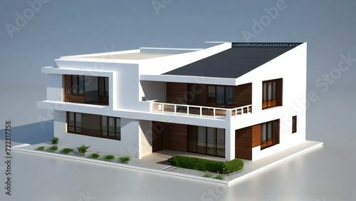 3d illustration of residential building exterior isolated on white background  Concept for real estate or property.
