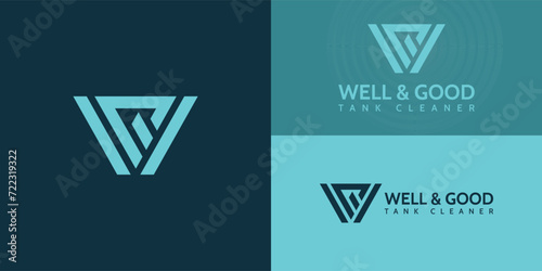 abstract initial letter W and G logo in blue color isolated in blue background applied for grading property and septic install and repair logo design also suitable for the brand with initial WG or GW