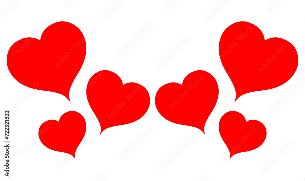 Red heart background, hearts on white