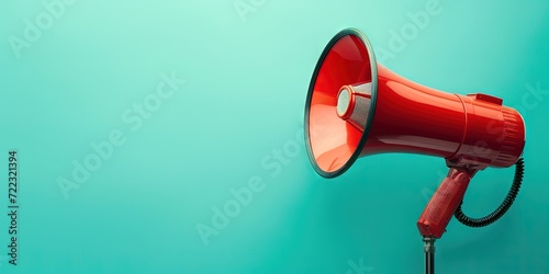 Marketing concept with bullhorn on solid background with copy space