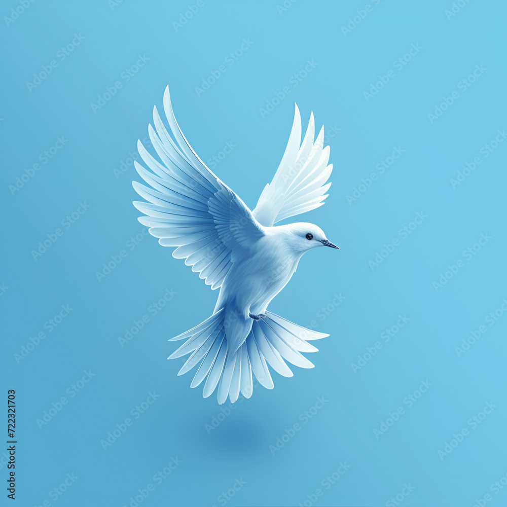 Obraz premium A logo illustration of a bird in flight on a sky blue background. Created with generative AI.