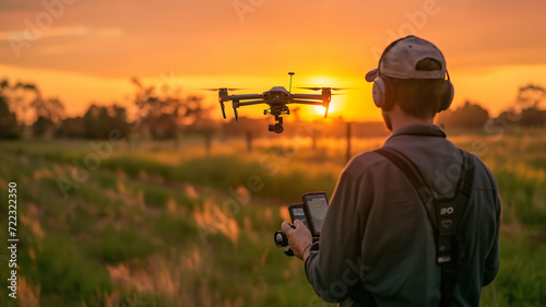 An agriculturalist who does qualified agriculture using drones and smart applications photo