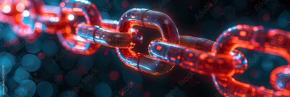 blockchain concept with red digital data linked in chain blockchain concept with red digital data linked in chain