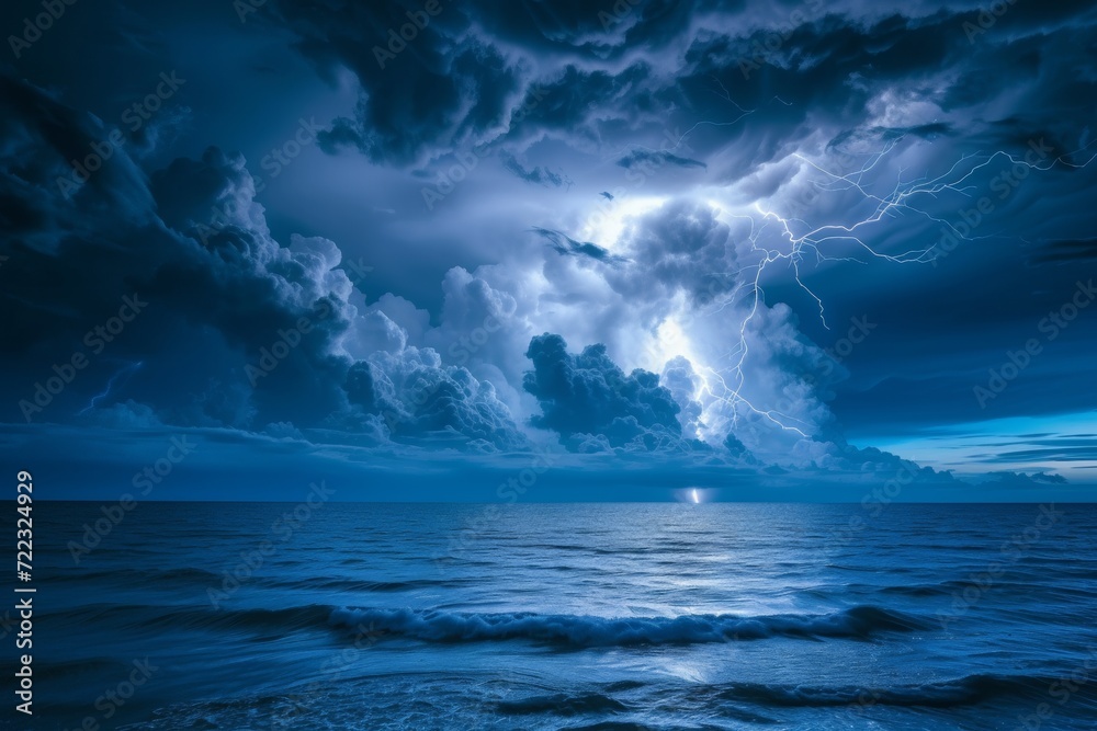 Thunderstorm with Lightning over Ocean
