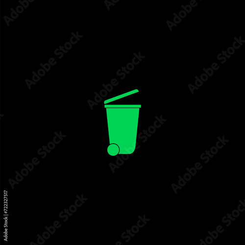 Bin, Recycle plastic green wheelie bin for waste isolated on black background