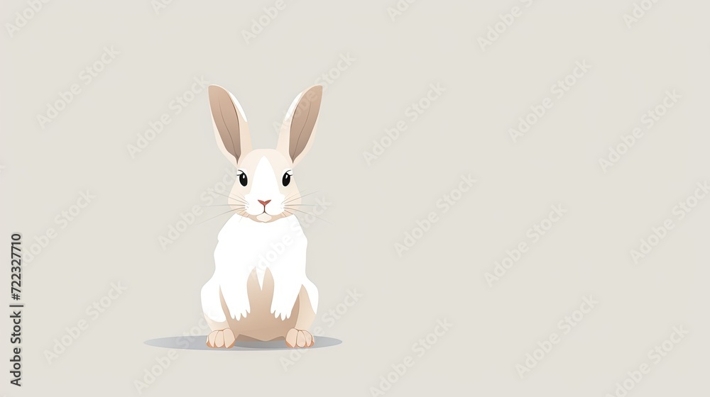 Obraz premium A cute white rabbit sitting on the ground with a cartoon animal design, isolated on a white background, bringing joy and warmth to children and animal lovers alike.