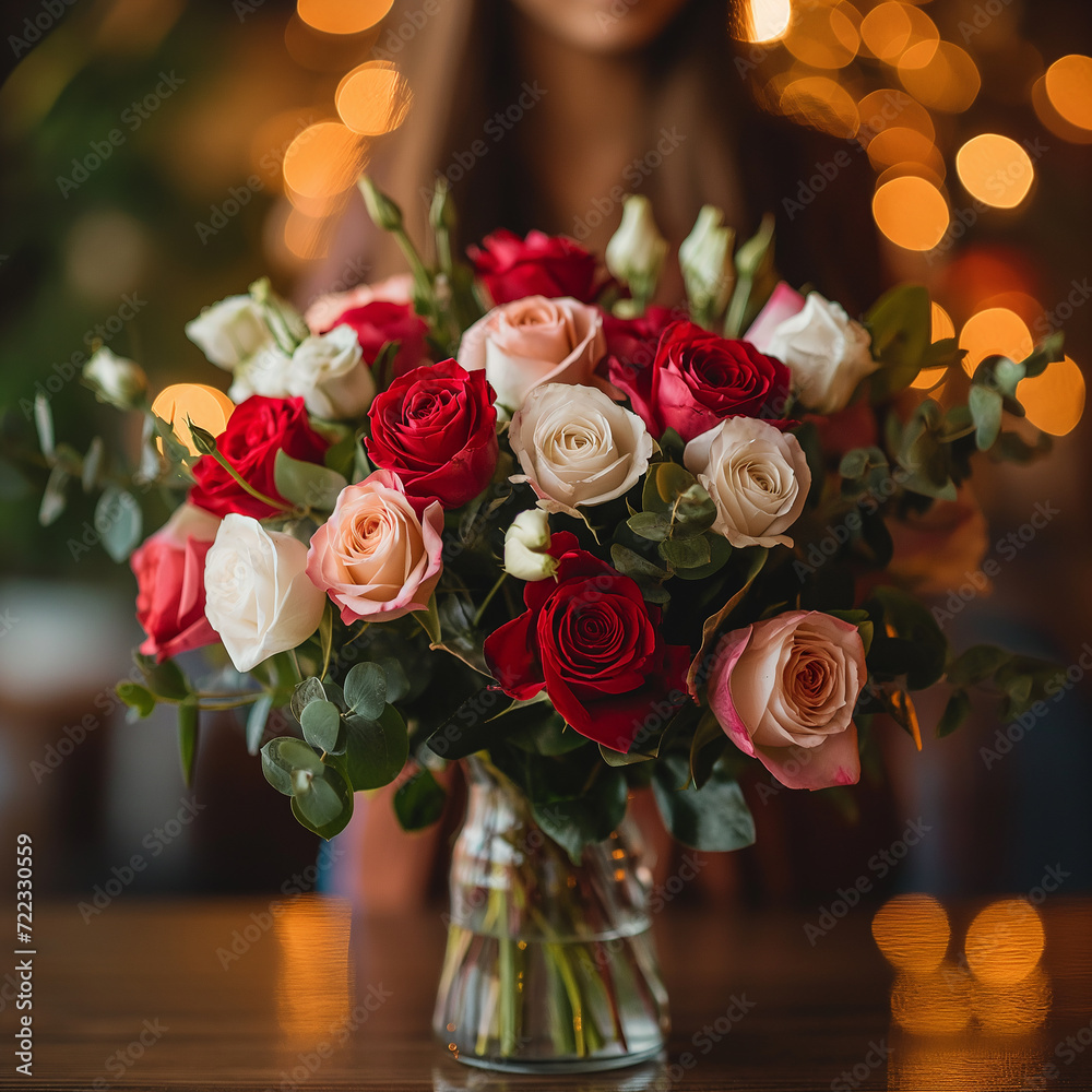 Obraz premium A Beautiful Bouquet Of Flowers for Valentine's Day