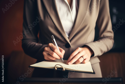 Female Businesswoman with Notepad and Pen - Counseling