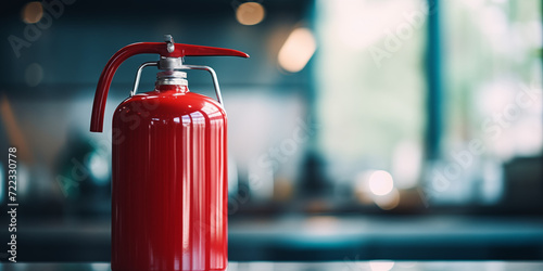 Fire Extinguisher in Emergency. Banner with place for text