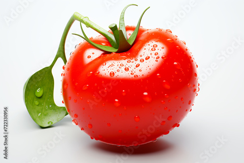 a red tomato on a white background with water droplets, in the style of zbrush, classic, tondo photo