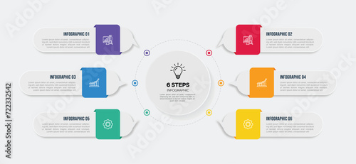 Vector infographic template design with 6 options or steps business data visualization template design. Can be used for process diagram, presentations, workflow layout, flow chart, steps, banner.