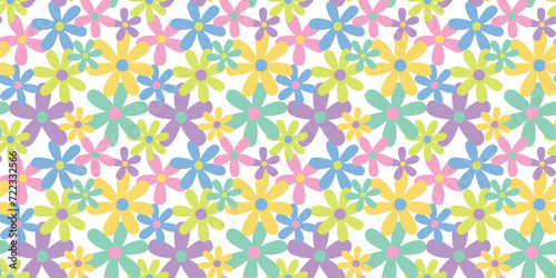 Seamless Floral Pattern Vector Illustration Isolated on Transparent Background