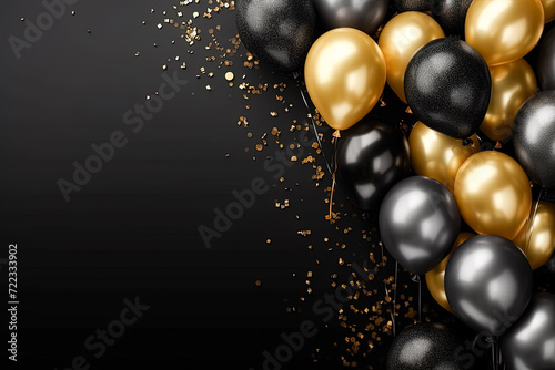 black and gold balloons symbolizing anniversaries, birthdays, weddings, or any joyous occasion