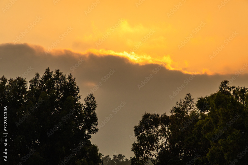 The splendid spring sunset in the southern region of Portugal.