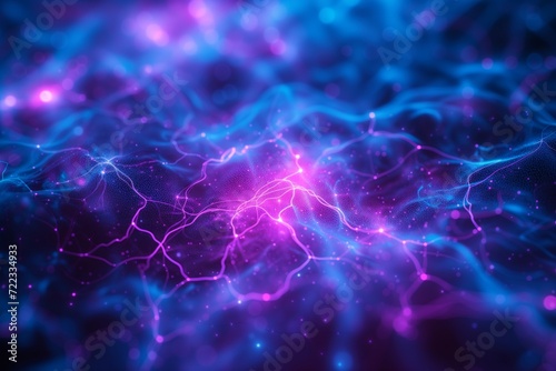 Abstract Dark Blue and Purple Neural Network - A Captivating Backdrop Concept, Representing the Intricate Interconnections of a Digital Neural Framework