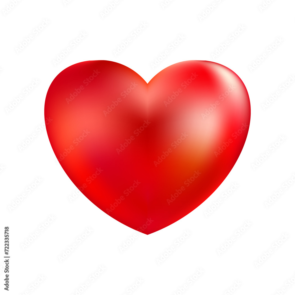 Realistic red heart icon. 3D heart shape. Vector illustration EPS 10.