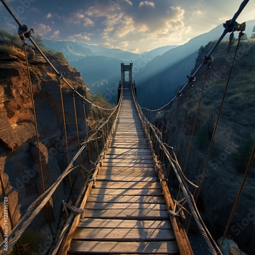  Suspension Bridge over Canyon photo