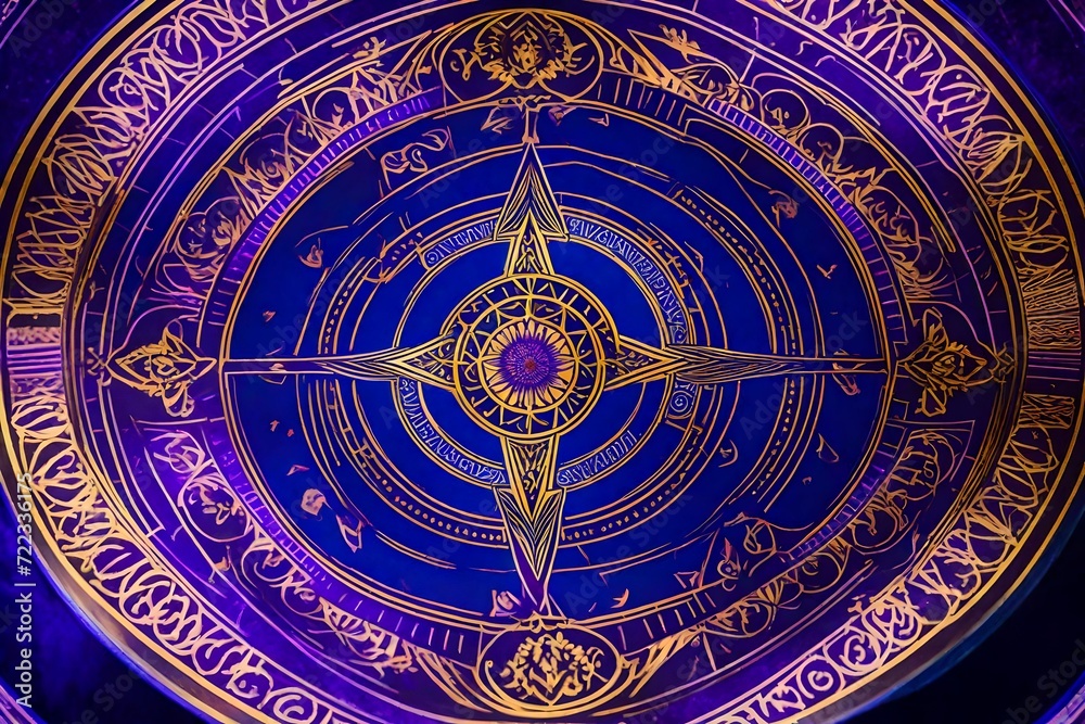 picture menu close up, without unnecessary background, in purple and blue colors, for a tarot cafe