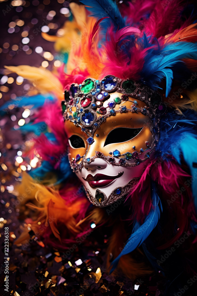 Carnival party background. Brazil, Venetian, carnival, mardi gras, costumes and masks
