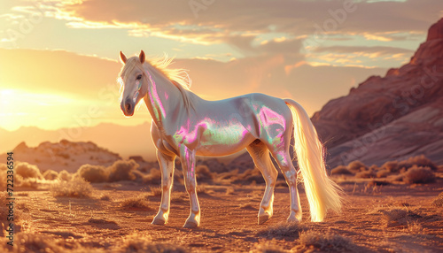 Golden Hour Horse Iridescent Beauty in the Desert